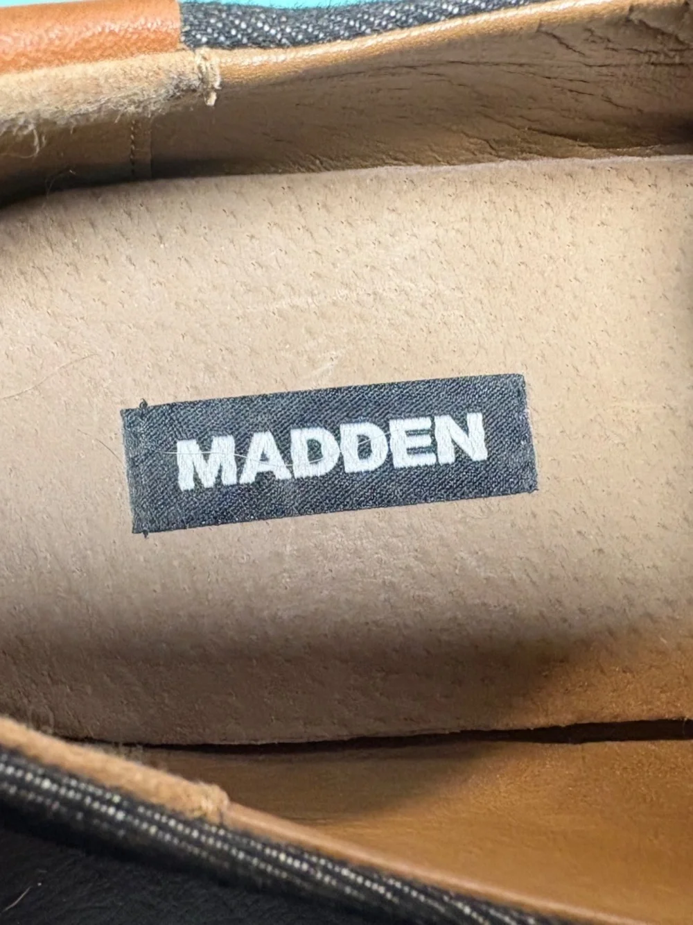 Madden Mens Black Denim Fabric Oxford Shoes size 13